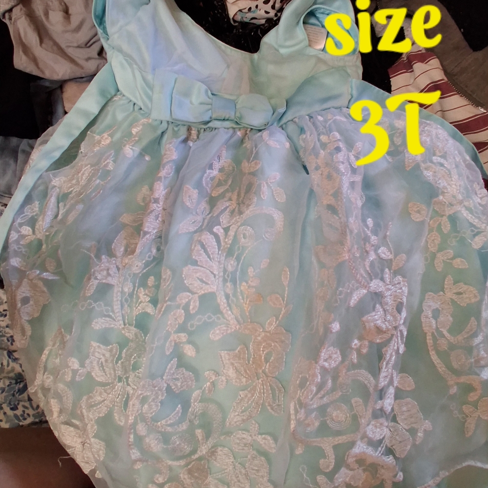 Elegant Blue Floral Kids Dress